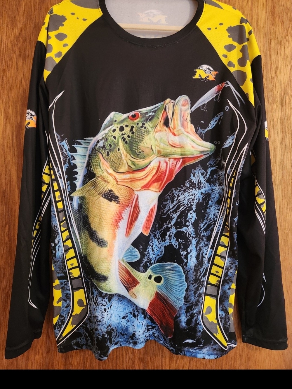 Performance Fishing Shirt with Yellow & Black Design -